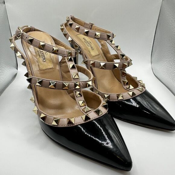 Pre-loved VALENTINO GARAVANI Patent Leather Rockstud Ankle Strap Pumps Size 36 - Picture 16 of 17